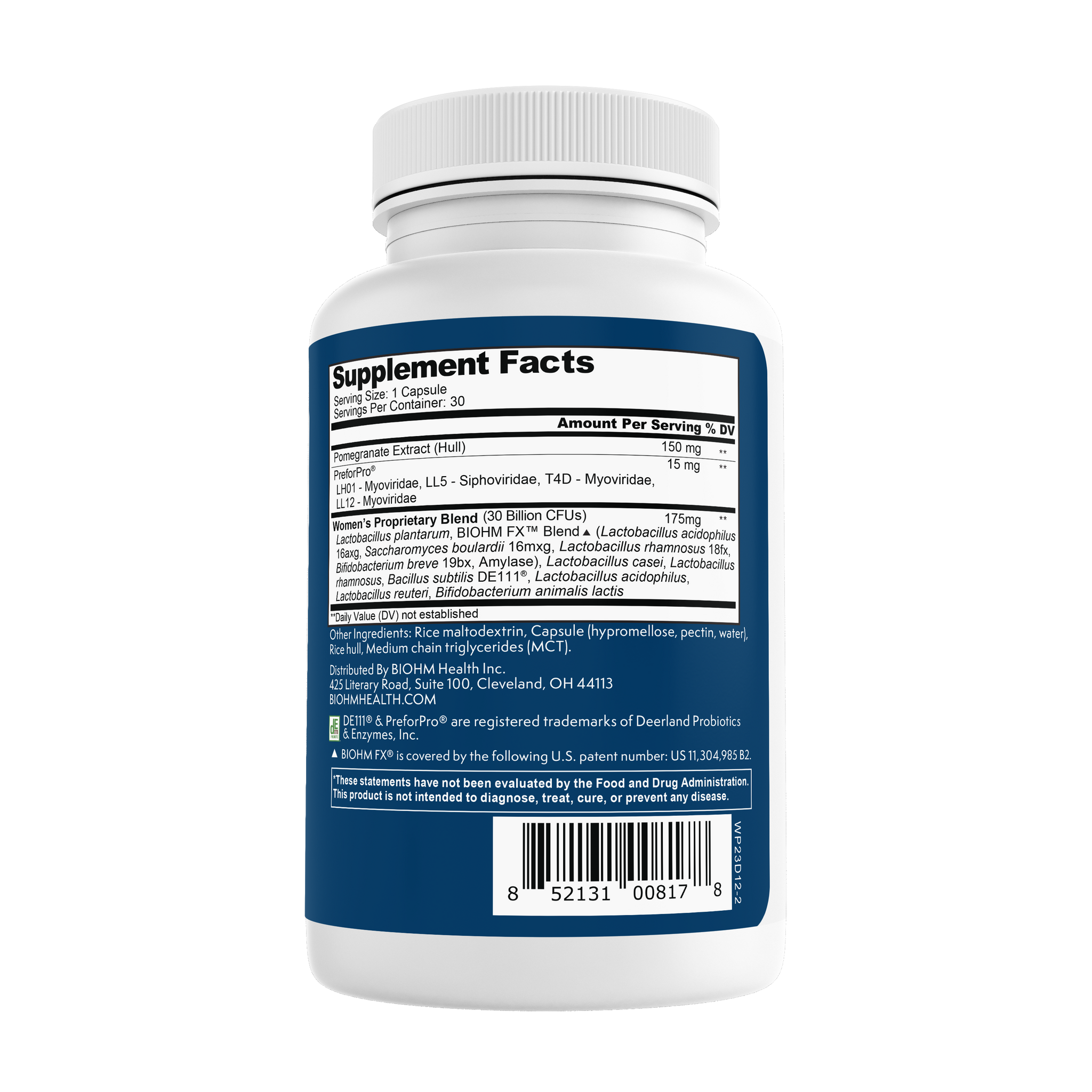 Women's Probiotic Supplement Facts