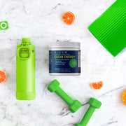 BIOHM Super Greens Clean Energy + weights + water-bottle 