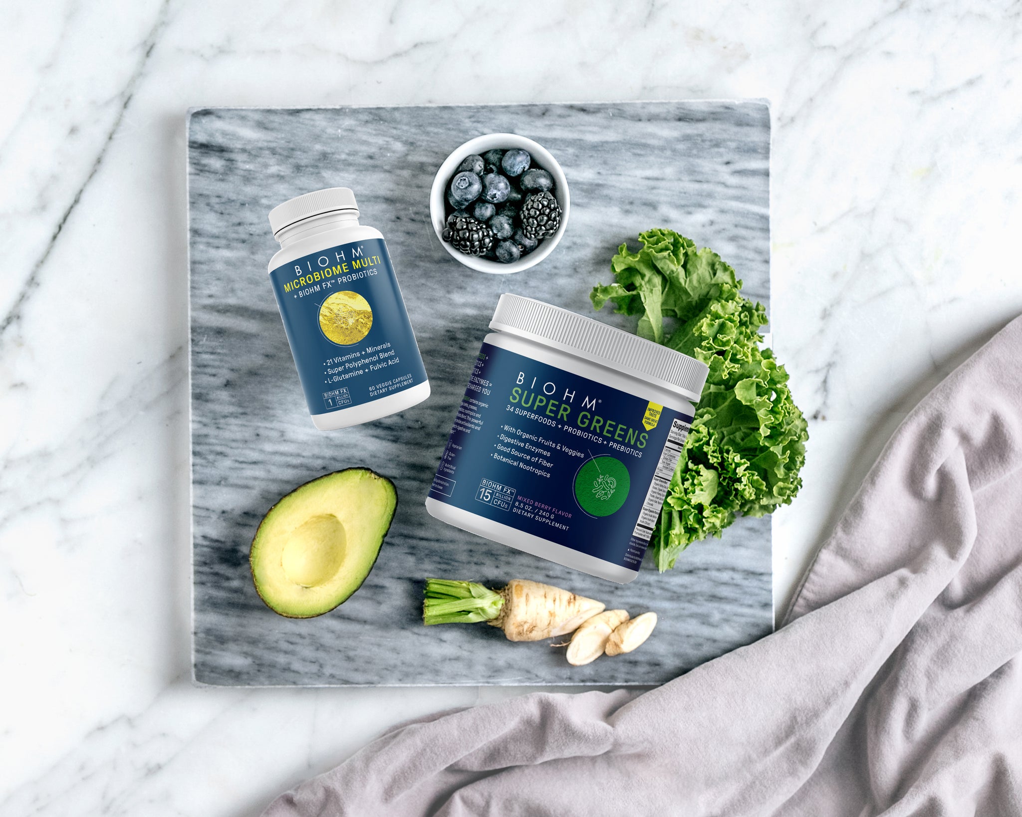 Gut Phytonutrient Bundle + avocados + kale + blueberries 